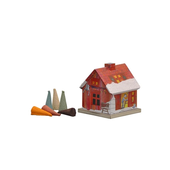 KNOX füstölő házikó - Advent a műhelyben, piros